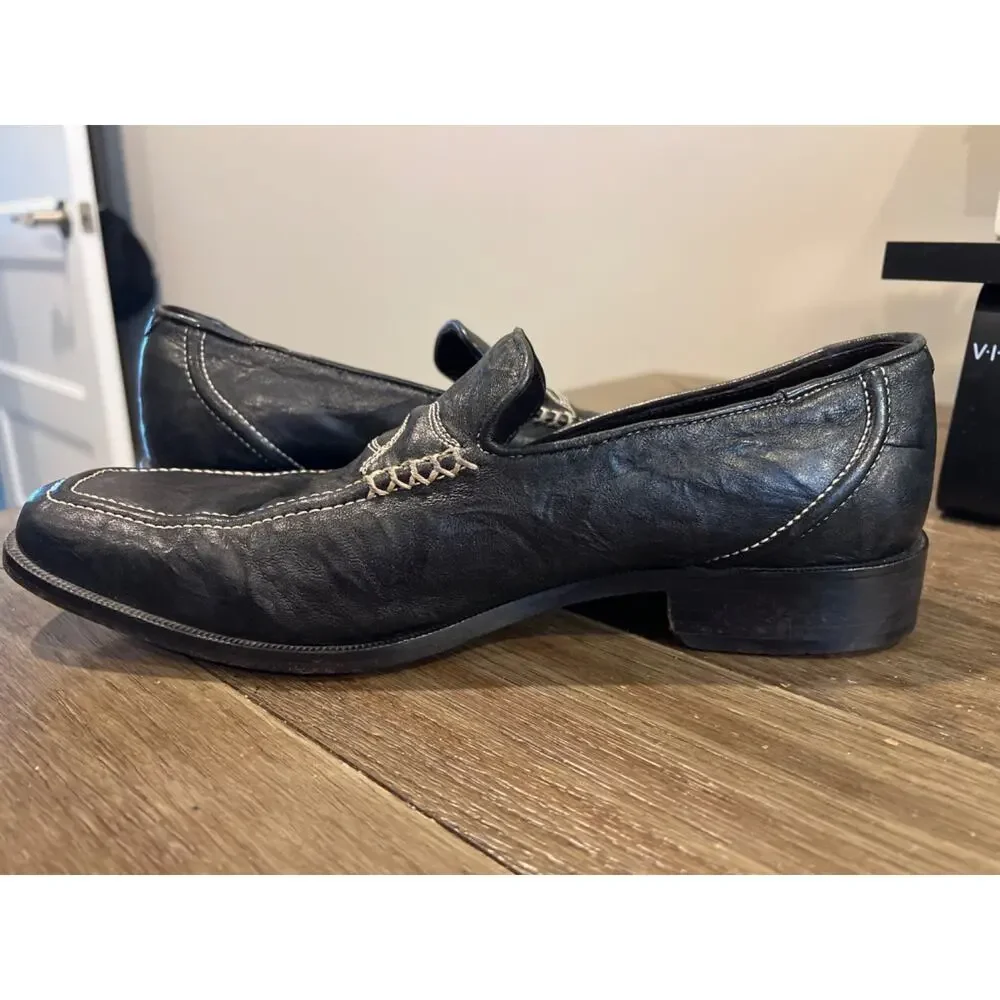 DONALD J PLINER Renkin Black Leather Slip On Loafers Dress Shoes Mens 8.5M Italy